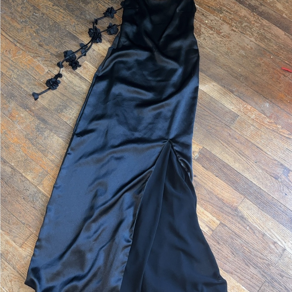 Meshki Black Asymmetrical One Shoulder Gown